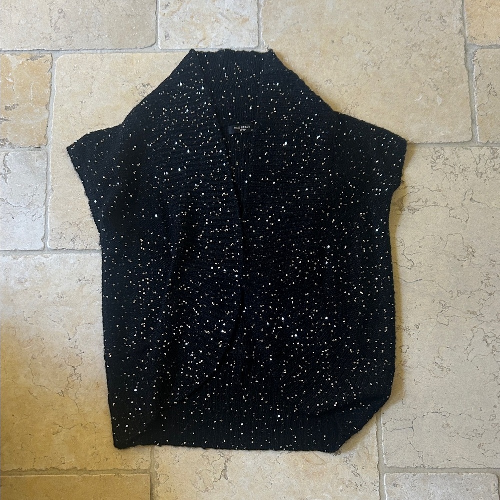 Black Speckled Women's Short Sleeve Cover Up